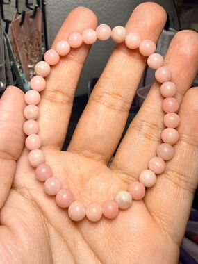 6mm Pink Opal Bracelet Genuine Stone Handmade